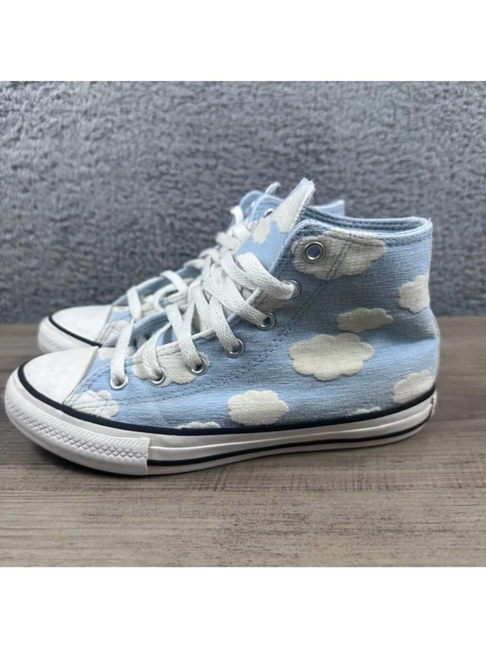Converse All Star Youth High-Top Sneakers Cloud Print Blue White Size 3 US